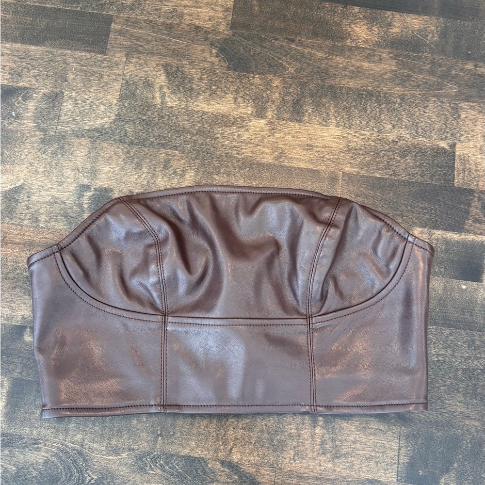 ASOS Dark Brown Faux Leather Top